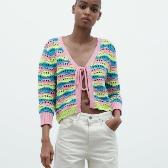 Zara NWT striped knit cardigan - Picture 3 of 11